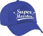 Super meester cadeau pet / baseball cap blauw voor heren -  kado voor meesters/leerkrachten