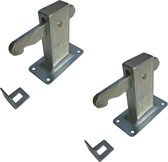 2x stuks deurvastzetter / deurvastzetters staal verzinkt vloermodel met opvangoog - 12 x 6 x 13 cm - montage op vloer - deurstoppers / deurbuffers