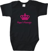 Rompertjes baby met tekst - Papa's prinsesje - Romper zwart - Maat 50/56