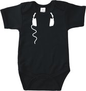 Rompertjes baby met tekst - Headphone - Romper zwart - Maat 62/68