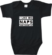 Rompertjes baby met tekst - I like big naps and i cannot lie - Romper zwart - Maat 74/80