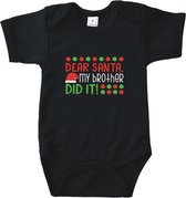 Rompertjes baby met tekst - Dear Santa, My brother did it! - Romper zwart - Maat 74/80