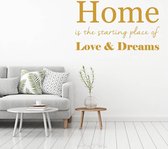 Muursticker Home, Love, Dreams -  Goud -  160 x 93 cm  -  woonkamer  slaapkamer  alle - Muursticker4Sale