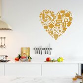 Muursticker Keuken Hart - Goud - 100 x 93 cm - keuken alle