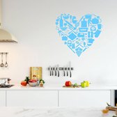 Muursticker Keuken Hart -  Lichtblauw -  100 x 93 cm  -  keuken  bedrijven  alle - Muursticker4Sale