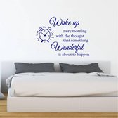 Muursticker Wake Up Wonderful -  Donkerblauw -  100 x 73 cm  -  slaapkamer  engelse teksten  alle - Muursticker4Sale