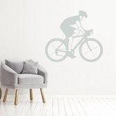 Muursticker Wielrenner -  Lichtgrijs -  100 x 89 cm  -  alle muurstickers  woonkamer  baby en kinderkamer - Muursticker4Sale