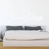 Muursticker All You Need Is Sleep - Wit - 80 x 24 cm - engelse teksten slaapkamer