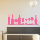 Muursticker Wijn Plank - Roze - 160 x 53 cm - keuken alle