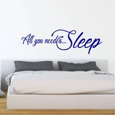 Muursticker All You Need Is Sleep - Donkerblauw - 120 x 36 cm - engelse teksten slaapkamer