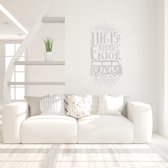 Muursticker Life Is A Journey Enjoy The Ride Met Busje -  Zilver -  120 x 59 cm  -  slaapkamer  woonkamer  alle - Muursticker4Sale