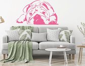 Muursticker Bulldog -  Roze -  120 x 69 cm  -  slaapkamer  woonkamer  alle muurstickers  dieren - Muursticker4Sale