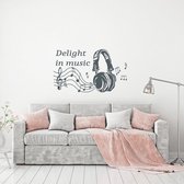 Muursticker Delight In Music -  Donkergrijs -  120 x 70 cm  -  alle muurstickers  woonkamer  engelse teksten - Muursticker4Sale