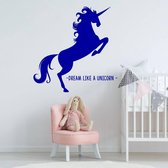 Muursticker Unicorn - Donkerblauw - 40 x 40 cm - slaapkamer engelse teksten baby en kinderkamer dieren