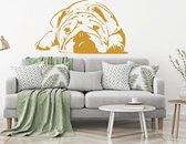 Muursticker Bulldog -  Goud -  80 x 46 cm  -  slaapkamer  woonkamer  alle muurstickers  dieren - Muursticker4Sale