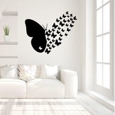 Muursticker Vliegende Vlinders -  Geel -  140 x 114 cm  -  alle muurstickers  baby en kinderkamer  slaapkamer  woonkamer  dieren - Muursticker4Sale