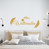 Muursticker Welterusten Veer En Sterren - Goud - 80 x 32 cm - alle muurstickers slaapkamer