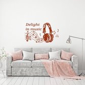 Muursticker Delight In Music -  Bruin -  80 x 46 cm  -  alle muurstickers  woonkamer  engelse teksten - Muursticker4Sale