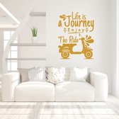 Muursticker Life Is A Journey Enjoy The Ride -  Goud -  45 x 60 cm  -  slaapkamer  woonkamer  alle - Muursticker4Sale