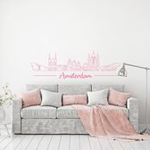 Muursticker Amsterdam -  Roze -  120 x 38 cm  -  alle muurstickers  slaapkamer  woonkamer  steden - Muursticker4Sale