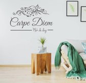 Muursticker Carpe Diem Pluk De Dag -  Donkergrijs -  60 x 40 cm  -  woonkamer  slaapkamer  engelse teksten  alle - Muursticker4Sale