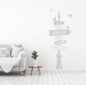 Muursticker Paal Met Diverse Plaatsen En Vogels -  Lichtgrijs -  180 x 70 cm  -  woonkamer  alle - Muursticker4Sale