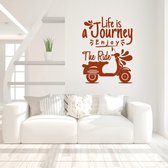 Muursticker Life Is A Journey Enjoy The Ride -  Bruin -  105 x 140 cm  -  slaapkamer  woonkamer  alle - Muursticker4Sale