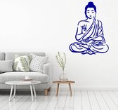 Muursticker Buddha -  Donkerblauw -  80 x 107 cm  -  slaapkamer  keuken  woonkamer  alle - Muursticker4Sale