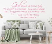 Muursticker God Grant Me The Serenity - Roze - 120 x 60 cm - engelse teksten religie