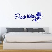 Muursticker Slaap Lekker Met Roos - Donkerblauw - 80 x 29 cm - nederlandse teksten slaapkamer
