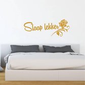 Muursticker Slaap Lekker Met Roos - Goud - 80 x 29 cm - slaapkamer alle