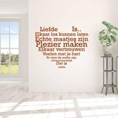 Muursticker Liefde Is.. In Hart Vorm -  Bruin -  60 x 47 cm  -  woonkamer  nederlandse teksten  slaapkamer  alle - Muursticker4Sale