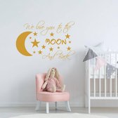 Muursticker We Love You To The Moon And Back -  Goud -  160 x 110 cm  -  baby en kinderkamer - baby  baby en kinderkamer  engelse teksten  alle - Muursticker4Sale