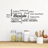 Muursticker Barista Wolk - Zwart - 120 x 45 cm - nederlandse teksten keuken