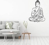 Muursticker Buddha -  Donkergrijs -  80 x 107 cm  -  slaapkamer  keuken  woonkamer  alle - Muursticker4Sale