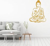 Muursticker Buddha -  Goud -  40 x 53 cm  -  slaapkamer  keuken  woonkamer  alle - Muursticker4Sale