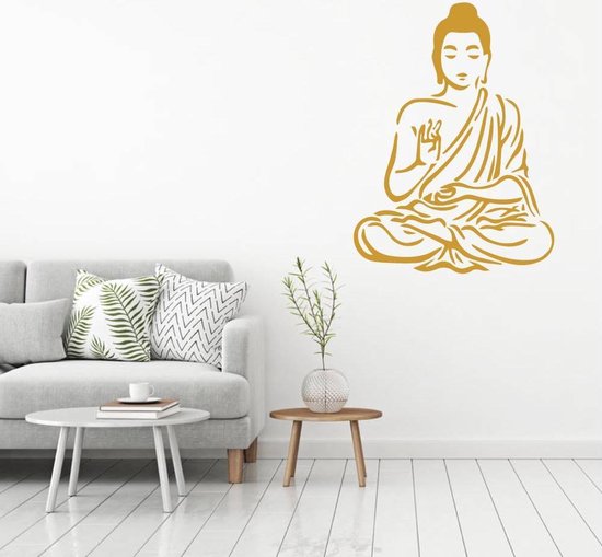 Muursticker Buddha - Goud - 40 x 53 cm - slaapkamer keuken woonkamer alle