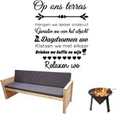 Muursticker Op Ons Terras -  Lichtbruin -  60 x 76 cm  -  nederlandse teksten  tuin  alle - Muursticker4Sale