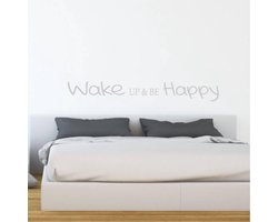 Muursticker Wake up & be Happy - Zilver - 120 x 16 cm slaapkamer