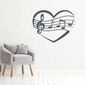 Muziek Noten In Hart -  Donkergrijs -  140 x 107 cm  -  alle muurstickers  baby en kinderkamer  woonkamer - Muursticker4Sale