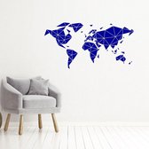 Muursticker Wereldkaart - Donkerblauw - 80 x 41 cm - slaapkamer woonkamer alle