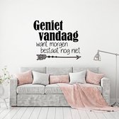 Muursticker Geniet Vandaag Want Morgen Bestaat Nog Niet -  Lichtbruin -  100 x 83 cm  -  woonkamer  nederlandse teksten - Muursticker4Sale