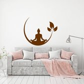 Muursticker Boeddha Met Bloem -  Bruin -  100 x 83 cm  -  woonkamer  alle muurstickers  slaapkamer - Muursticker4Sale