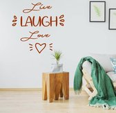 Muursticker Live Laugh Love Heart - Marron - 40 x 40 cm - Muursticker4Sale
