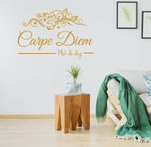 Muursticker Carpe Diem Pluk De Dag -  Goud -  117 x 80 cm  -  woonkamer  slaapkamer  engelse teksten  alle - Muursticker4Sale