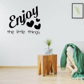 Muursticker Enjoy The Little Things - Groen - 46 x 40 cm - slaapkamer engelse teksten woonkamer