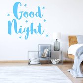 Muursticker Good Night Ster -  Lichtblauw -  133 x 120 cm  -  engelse teksten  slaapkamer  alle - Muursticker4Sale
