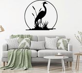 Muursticker Kraanvogel -  Zwart -  80 x 73 cm  -  alle muurstickers  woonkamer  dieren - Muursticker4Sale