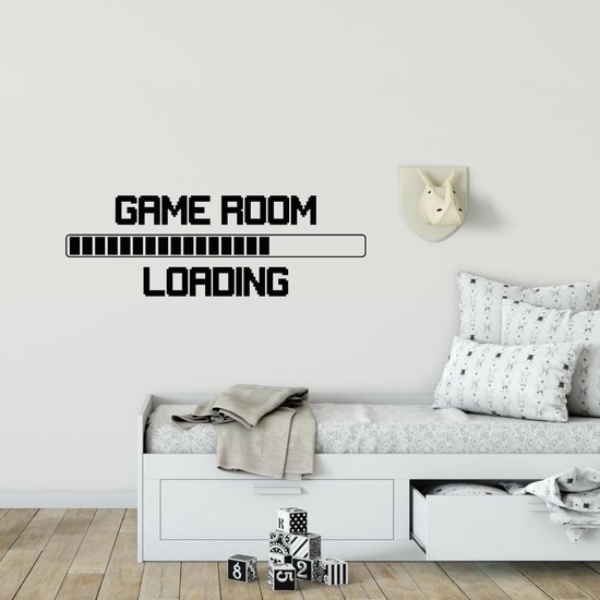 Muursticker Game Room Loading - Zwart - 120 x 40 cm -  baby en kinderkamer engelse teksten