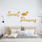 Muursticker Sweet Dreams Met Wolkjes -  Goud -  160 x 63 cm  -  alle muurstickers  engelse teksten  slaapkamer - Muursticker4Sale